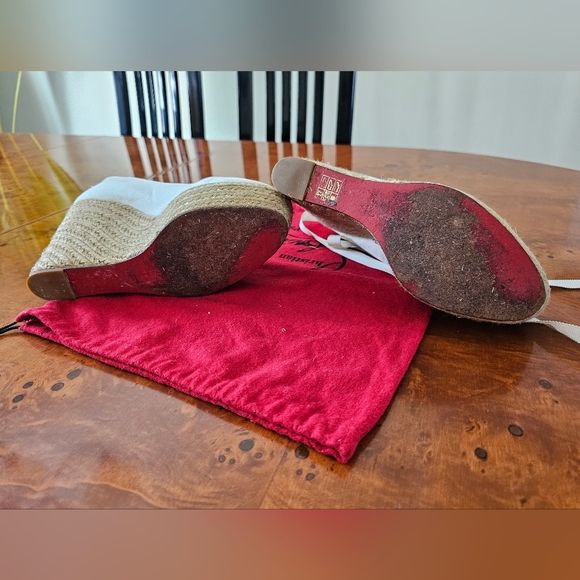 Christian Louboutin Cream Wedge Espadrilles - Picture 9 of 15
